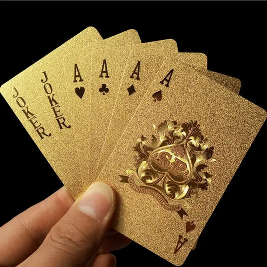 Cartes à jouer en feuille d'or 24K